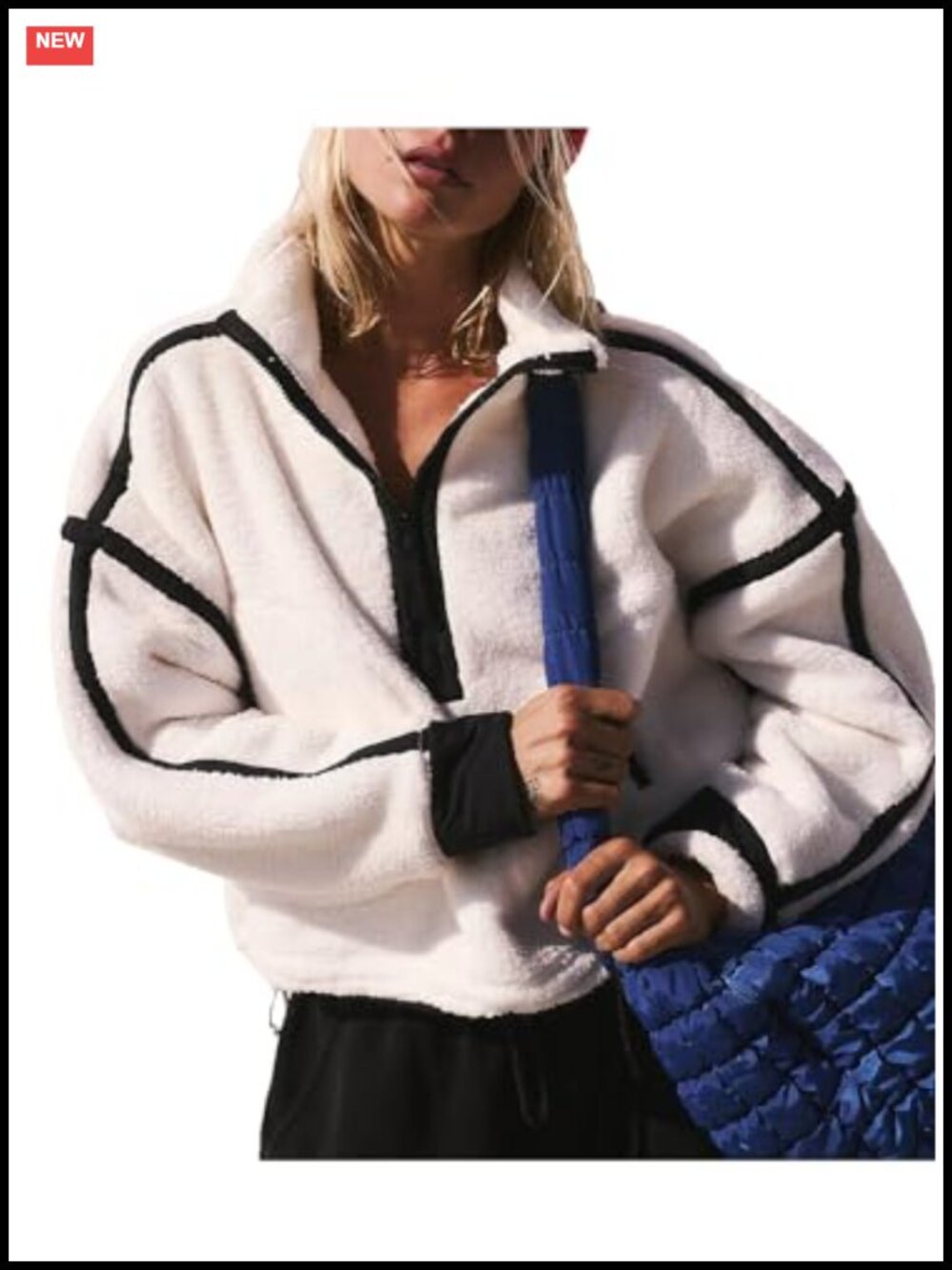 Fleece Half Zip Pullover Women Oversized Workout Crop Hoodie with Pocket